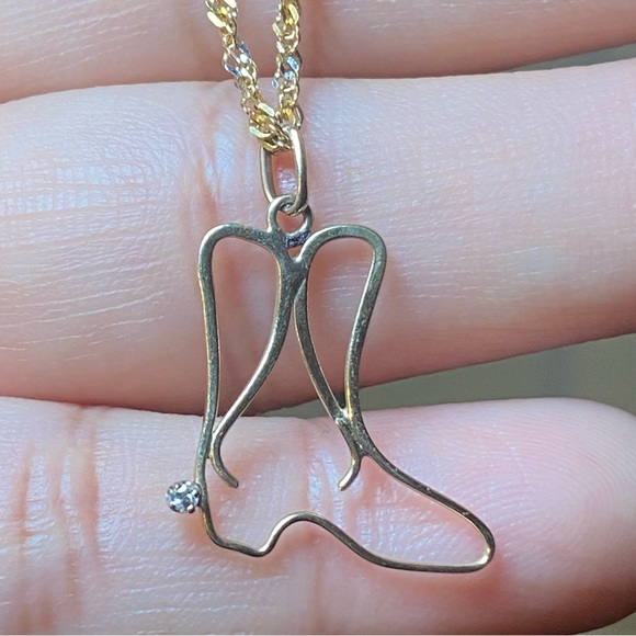 14K YG Cowboy Boot with Diamond - Picture 2 of 6